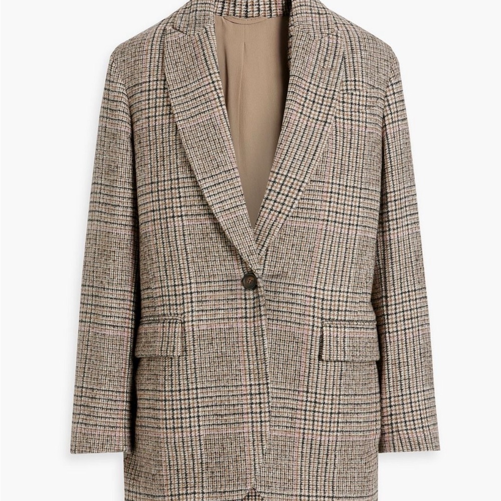 Brunello Cucinelli Wool Tweed Check Blazer NWOT Size IT 38/ XS/ 0-2